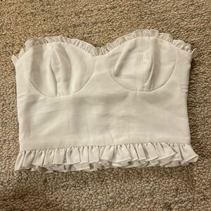 Super down white crop tube top size small